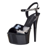 Black Platform Sandal With Quick Release Strap 6 Inch Heel 9 Heels